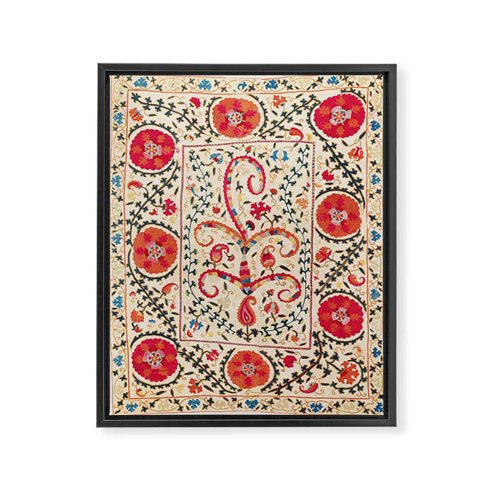 Kermina Suzani Uzbekistan Embroidery Print Framed Canvas Print Gallery Image 1