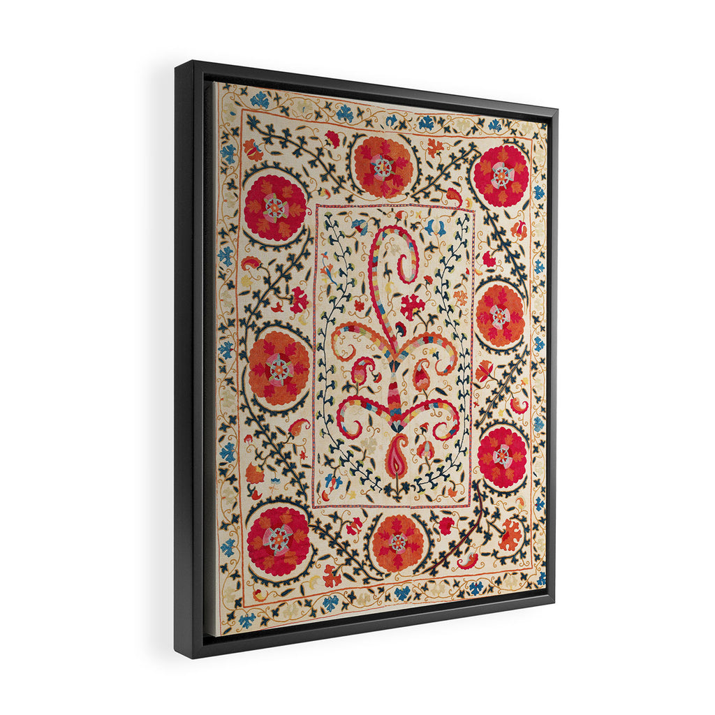 Kermina Suzani Uzbekistan Embroidery Print Framed Canvas Print Gallery Image 2
