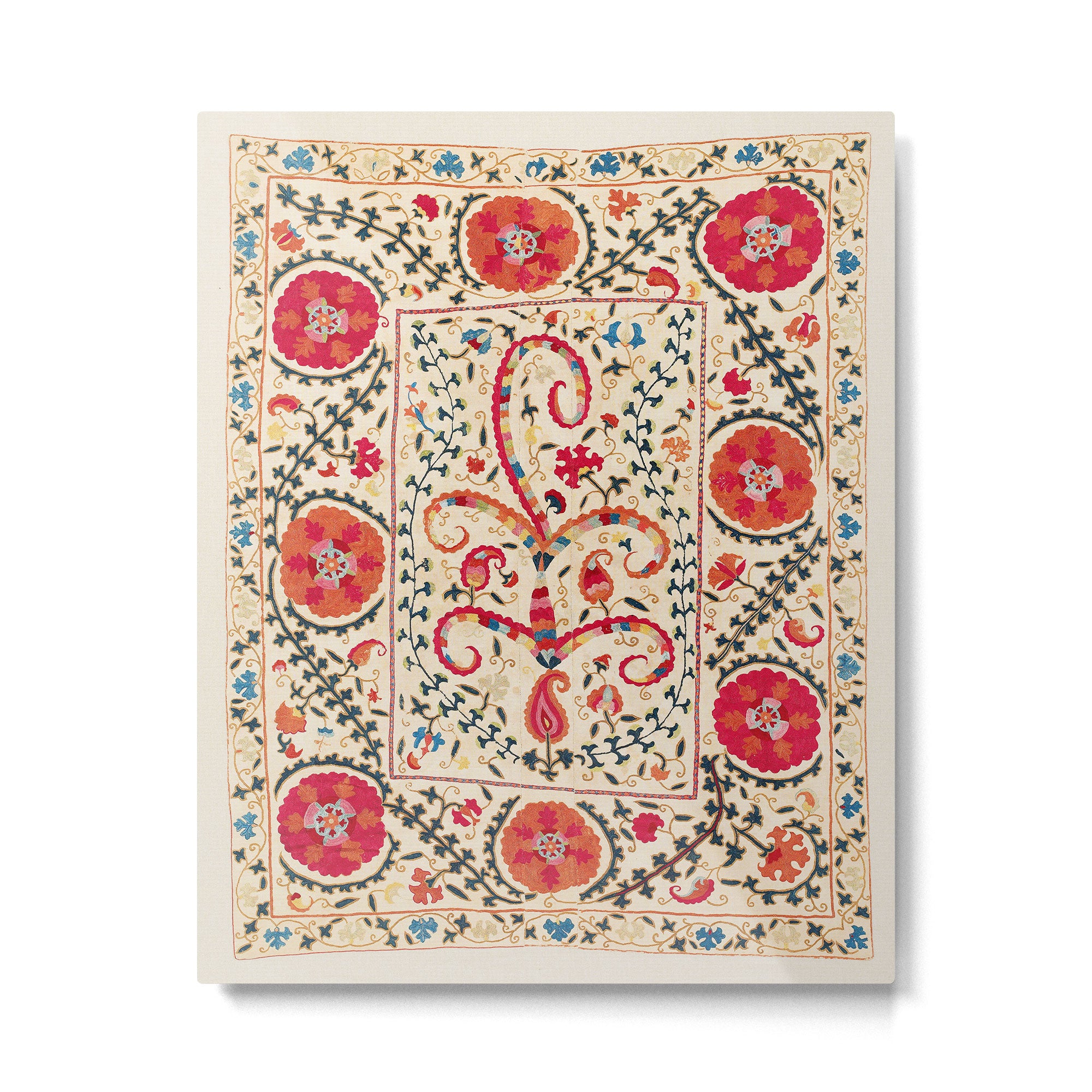 Kermina Suzani Uzbekistan Embroidery Print Metal Print Gallery Image 4