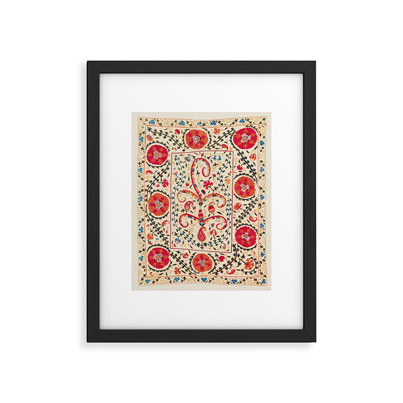 Kermina Suzani Uzbekistan Embroidery Print Framed Art Print Gallery Image 5