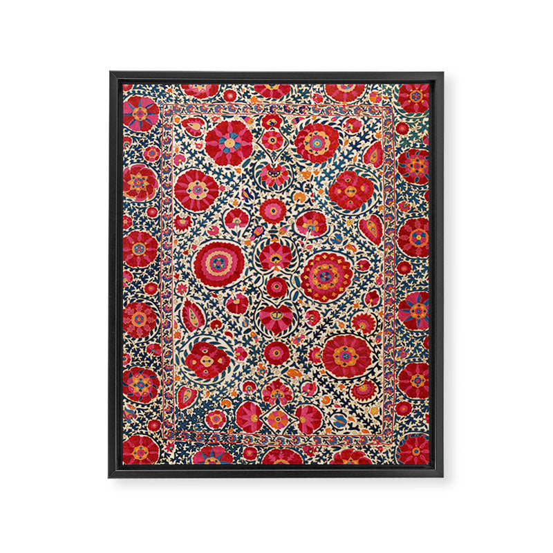 Kermina Suzani Uzbekistan Embroidery Print Framed Canvas Print Gallery Image 3