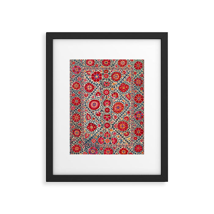 Kermina Suzani Uzbekistan Embroidery Print Framed Art Print Gallery Image 1