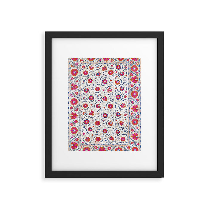 Kermina Suzani Uzbekistan Embroidery Print Framed Art Print Gallery Image 1