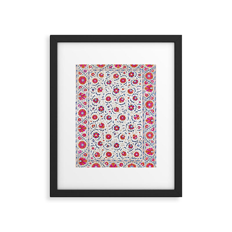 Kermina Suzani Uzbekistan Embroidery Print Framed Art Print Gallery Image 5