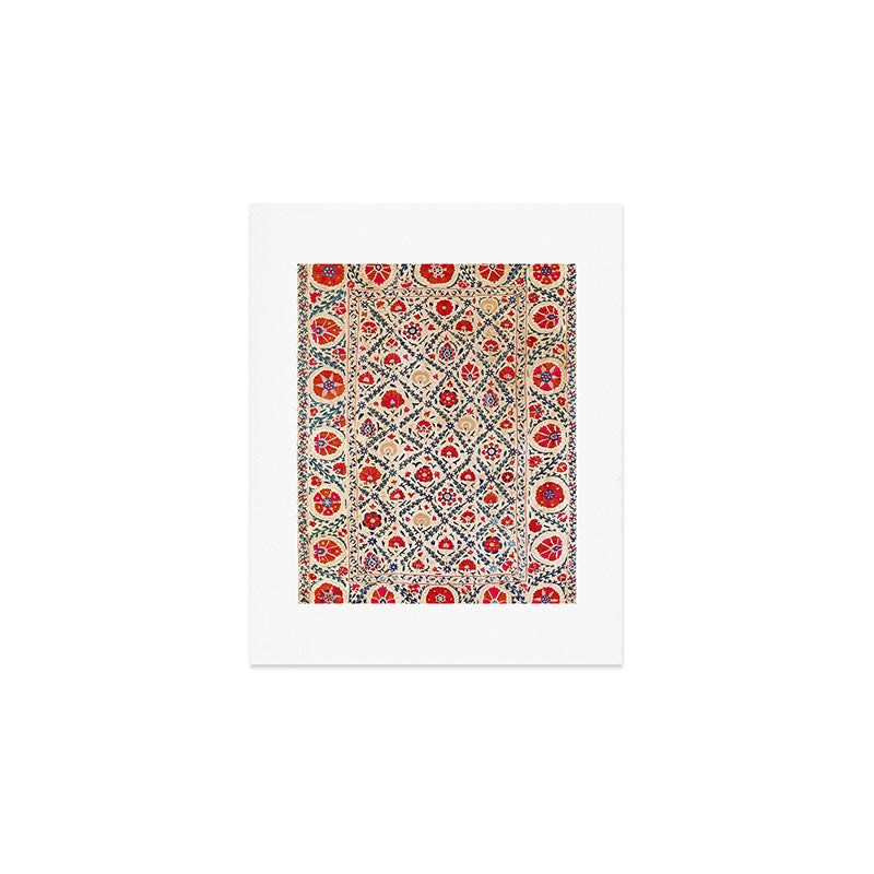 Kermina Suzani Uzbekistan Floral Embroidery Print Art Print Gallery Image 1