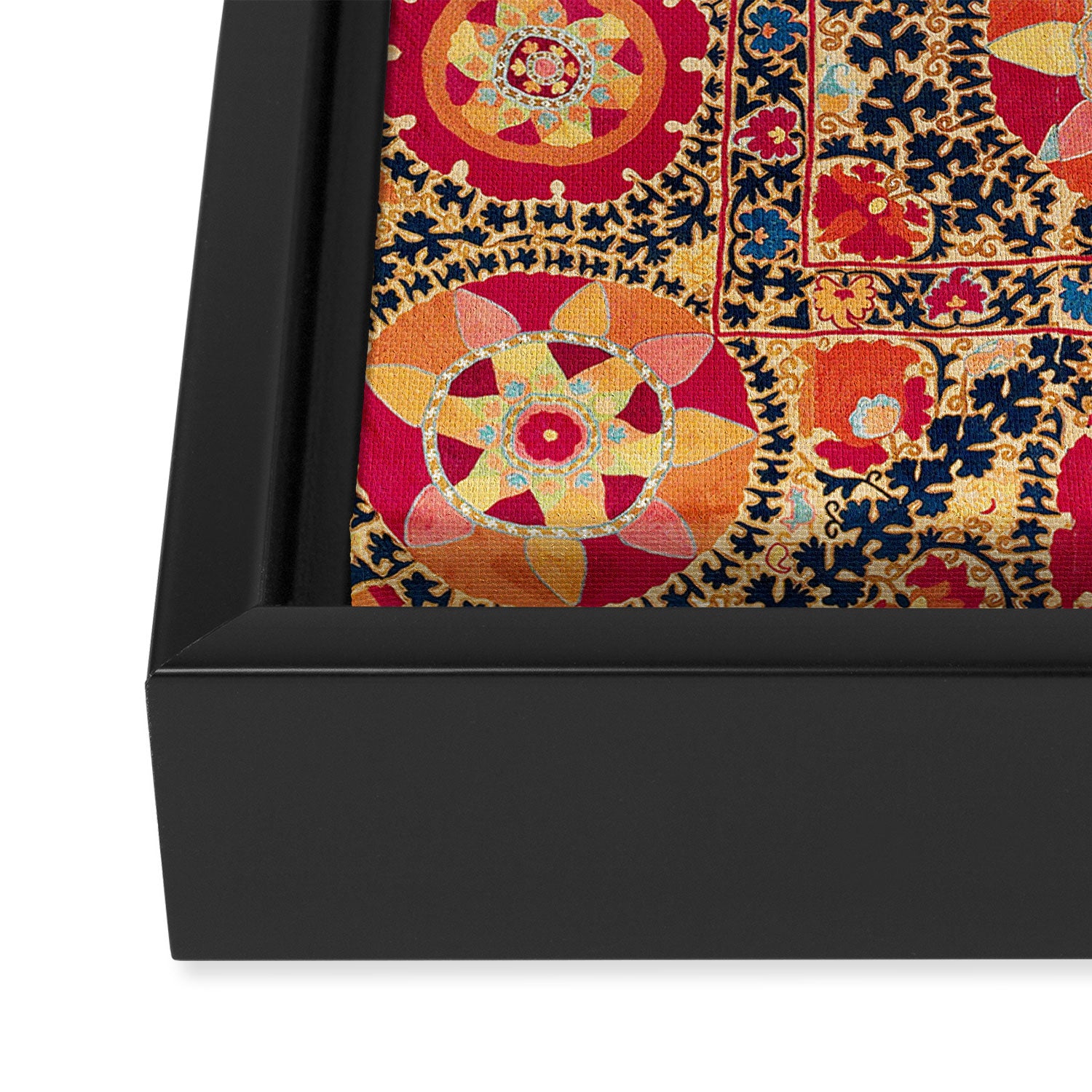 Kermina Suzani Uzbekistan Floral Embroidery Print Framed Canvas Print Gallery Image 3