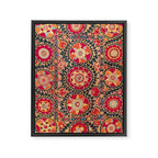 Kermina Suzani Uzbekistan Floral Embroidery Print Framed Canvas Print Gallery Image 3