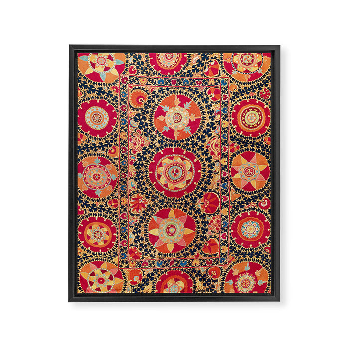 Kermina Suzani Uzbekistan Floral Embroidery Print Framed Canvas Print Gallery Image 1