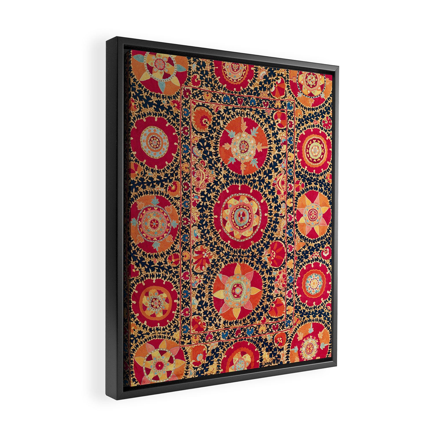 Kermina Suzani Uzbekistan Floral Embroidery Print Framed Canvas Print Gallery Image 2