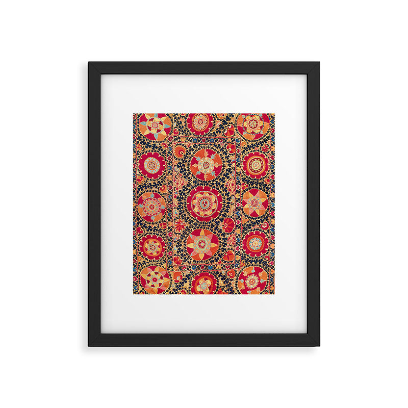 Kermina Suzani Uzbekistan Floral Embroidery Print Framed Art Print Gallery Image 5