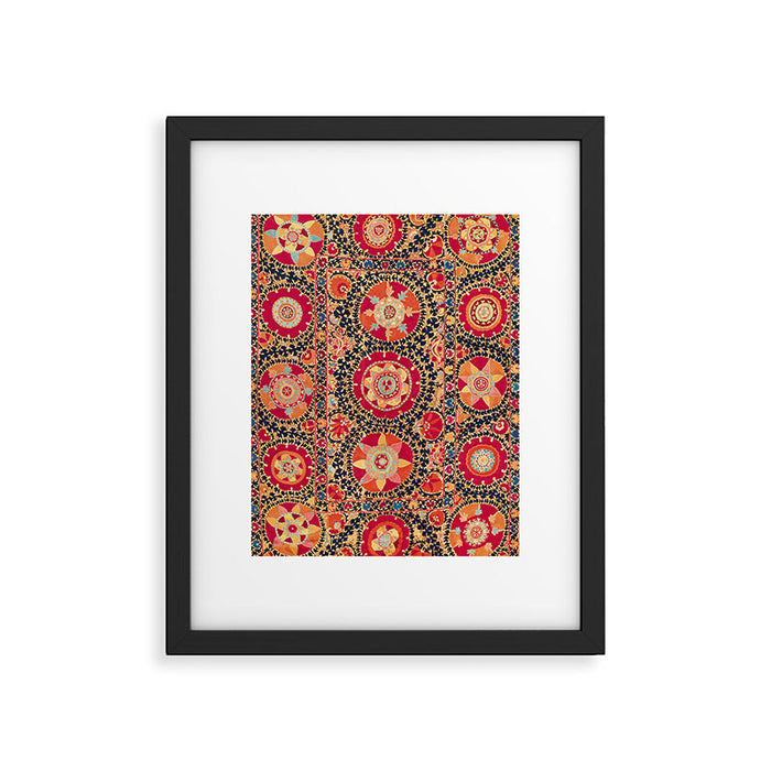 Kermina Suzani Uzbekistan Floral Embroidery Print Framed Art Print Gallery Image 1