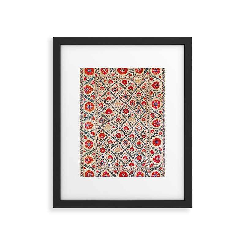 Kermina Suzani Uzbekistan Floral Embroidery Print Framed Art Print Gallery Image 5