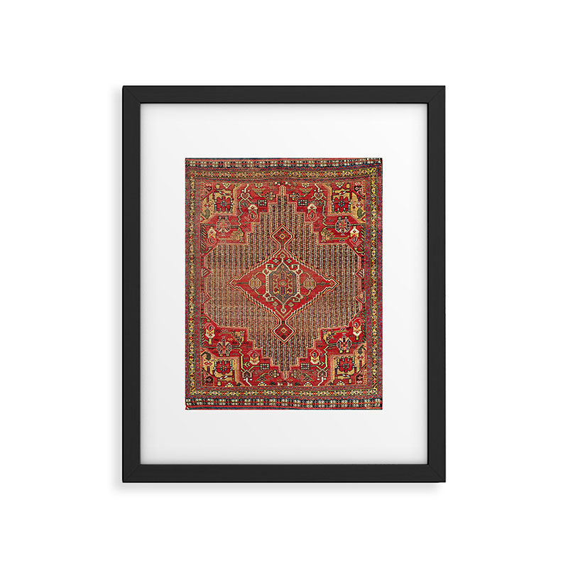 Khamseh  Antique Fars Persian Rug Print Framed Art Print Gallery Image 4