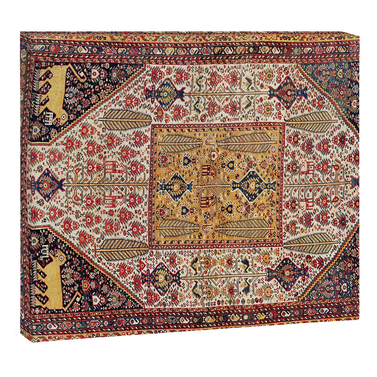 Khamseh Antique Fars Persian Tribal Rug Print Canvas Print Gallery Image 3