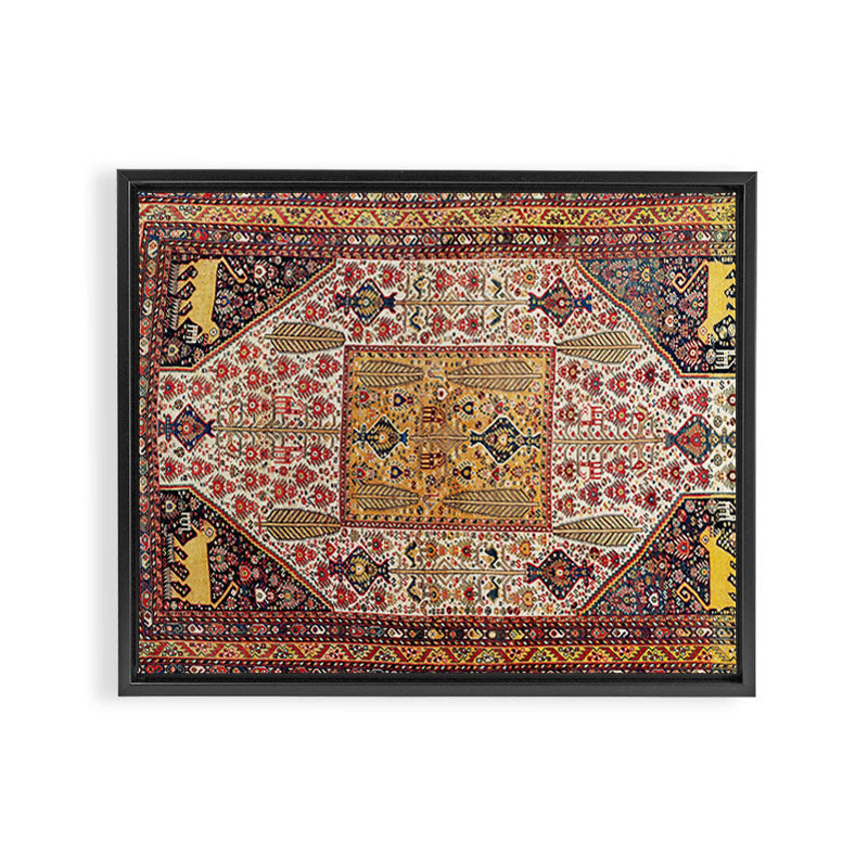 Khamseh Antique Fars Persian Tribal Rug Print Framed Canvas Print Gallery Image 3