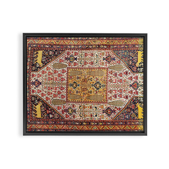 Khamseh Antique Fars Persian Tribal Rug Print Framed Canvas Print Gallery Image 1