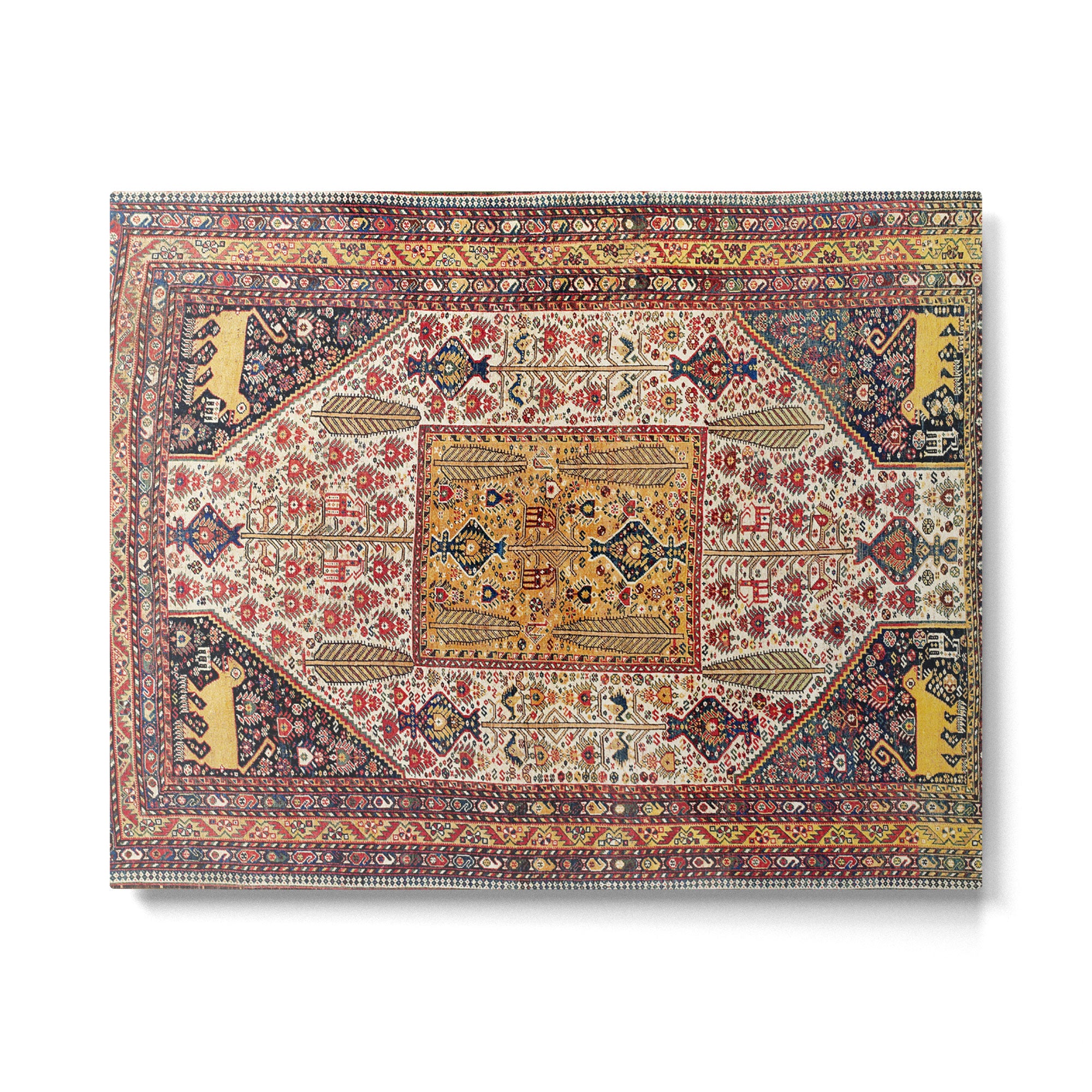 Khamseh Antique Fars Persian Tribal Rug Print Metal Print Gallery Image 4