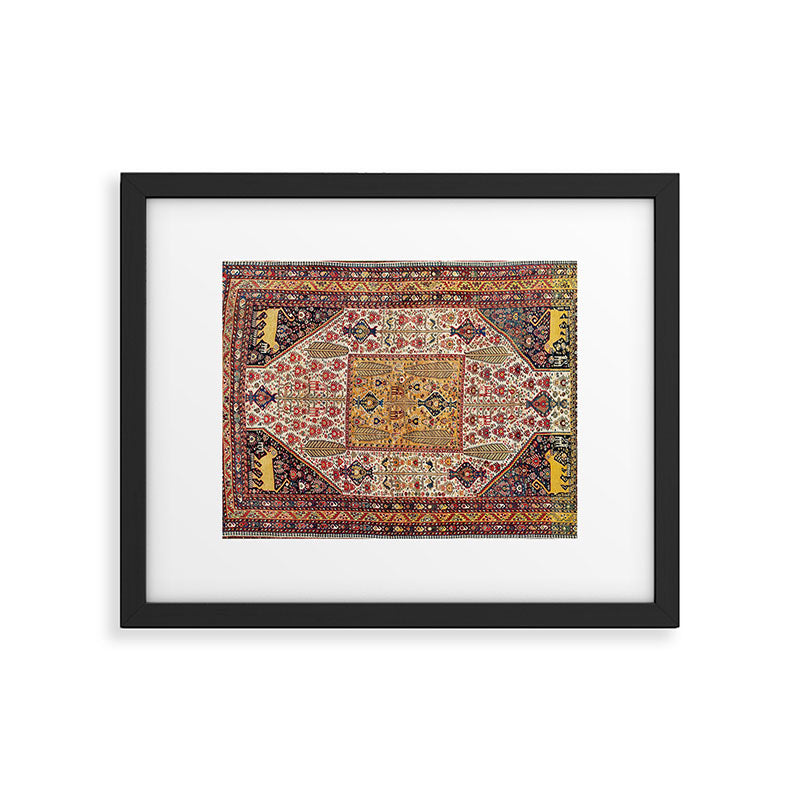 Khamseh Antique Fars Persian Tribal Rug Print Framed Art Print Gallery Image 4