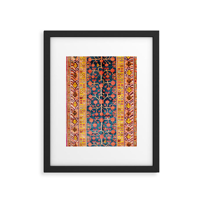 Khotan  Antique East Turkestan Rug Print Framed Art Print Gallery Image 1