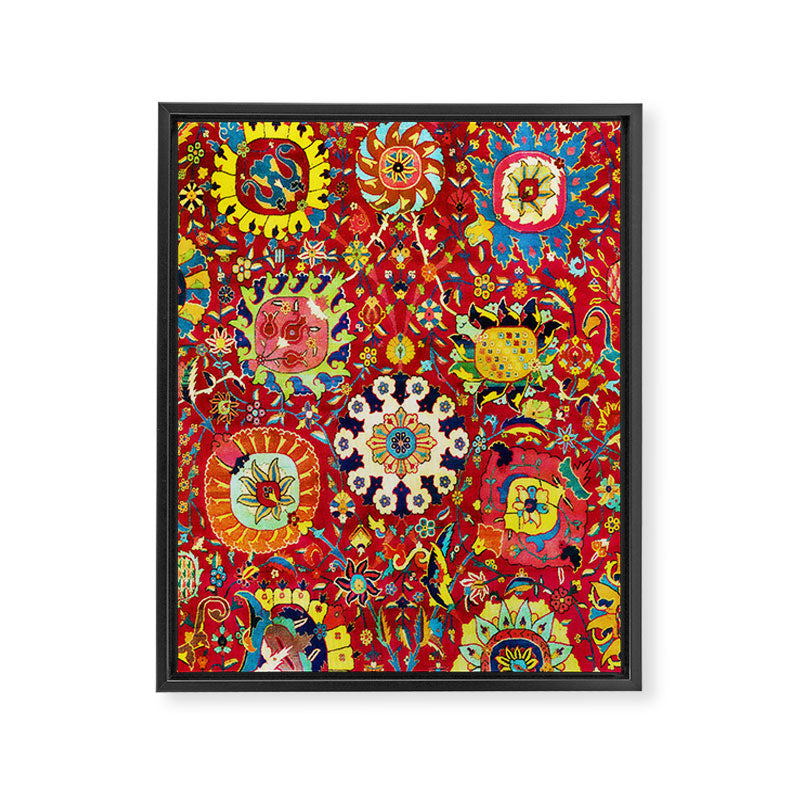 Kirman 17th Century Vase Carpet Print Framed Canvas Print Gallery Image 3