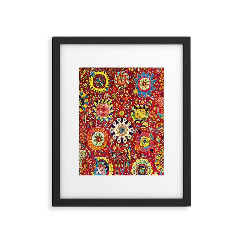 Kirman 17th Century Vase Carpet Print Framed Art Print Gallery Image 4
