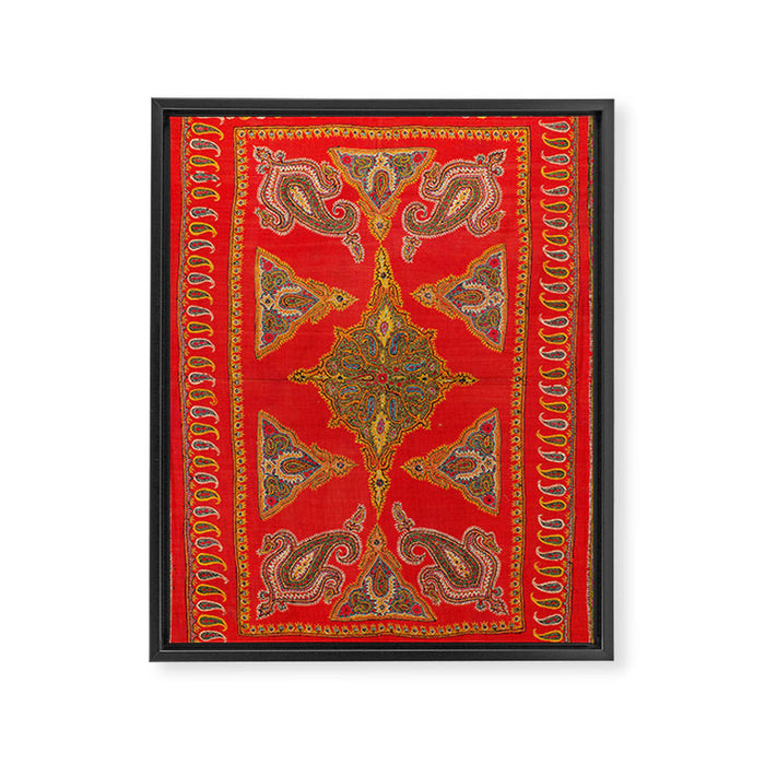 Kirman  Antique South Persian Embroidery Print Framed Canvas Print Gallery Image 1
