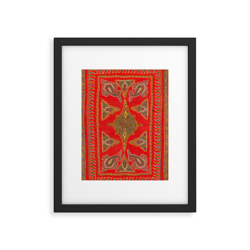 Kirman  Antique South Persian Embroidery Print Framed Art Print Gallery Image 4