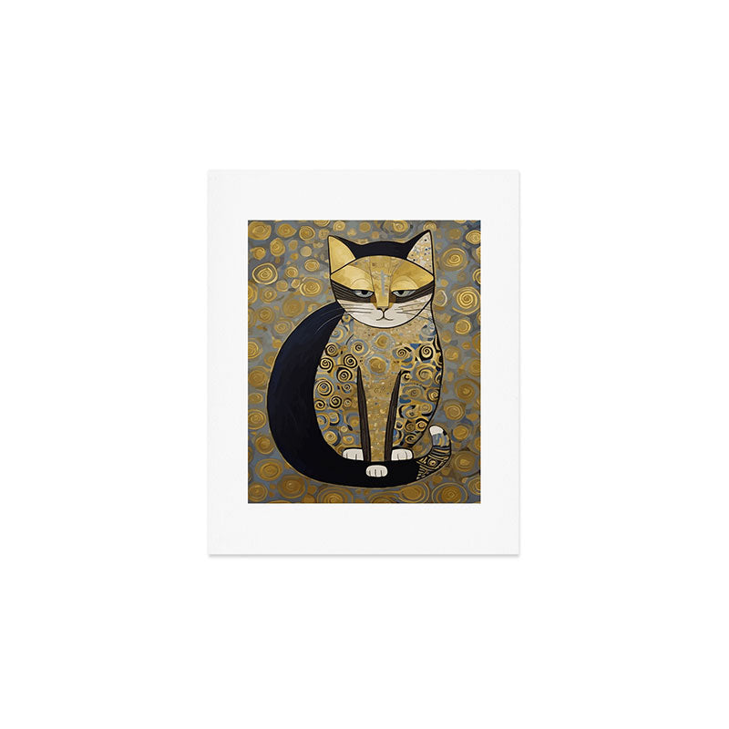 Klimt Black Cat Masked Bandit with Three Paws Art Print Gallery Image 1