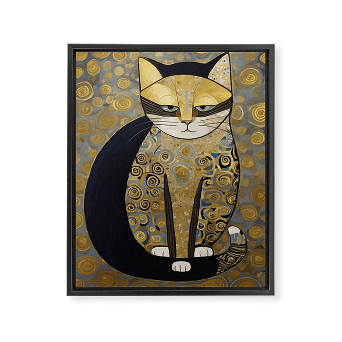 Klimt Black Cat Masked Bandit with Three Paws Framed Canvas Print Gallery Image 1