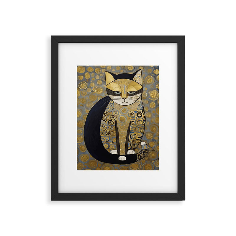Klimt Black Cat Masked Bandit with Three Paws Framed Art Print Gallery Image 6