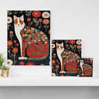 Klimt Calico Cat in a Garden of Abstract Flowers Canvas Print Gallery Image 3