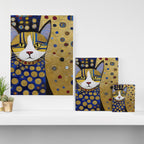 Klimt Cat in Blue and Gold Canvas Print Gallery Image 3