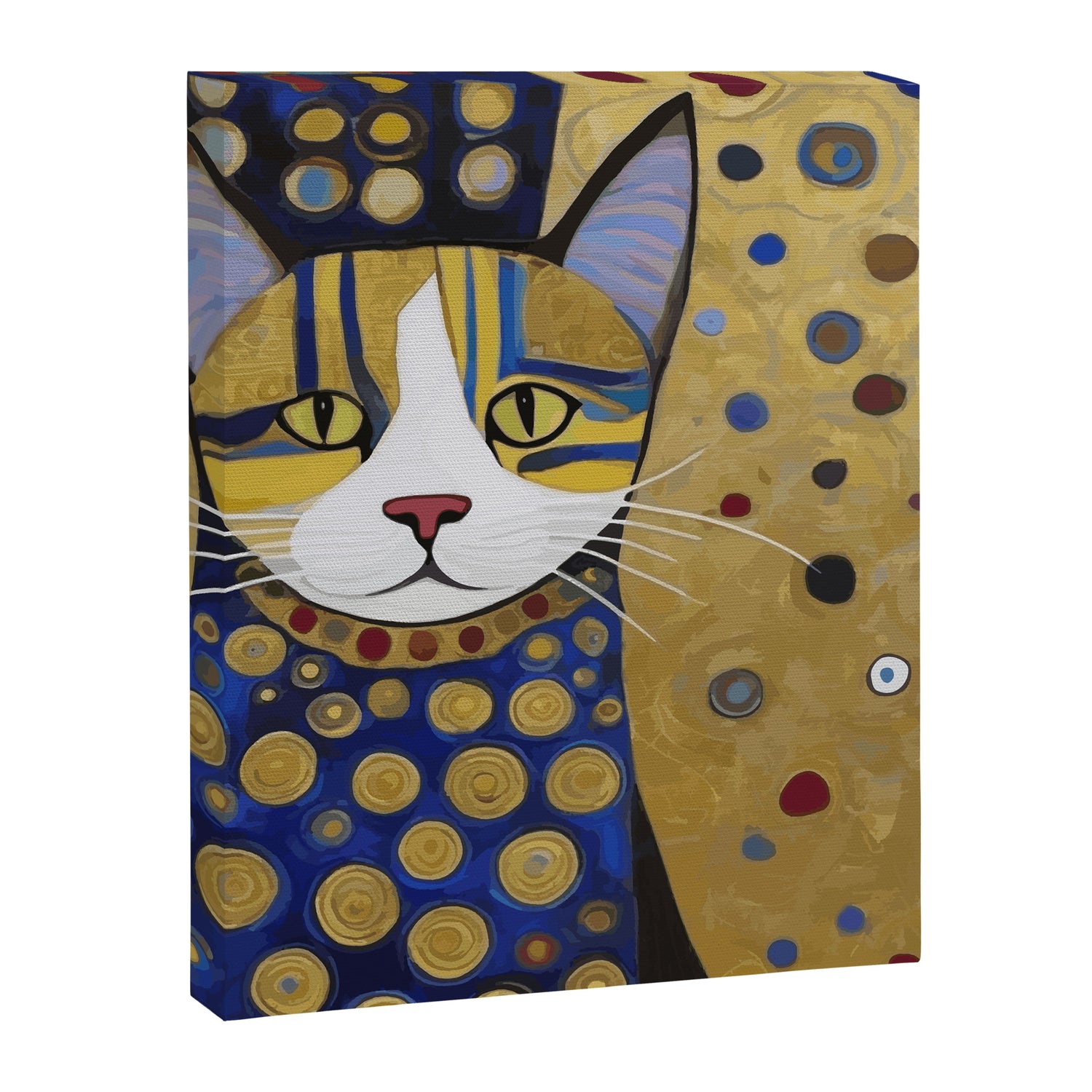 Klimt Cat in Blue and Gold Canvas Print Gallery Image 3
