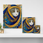 Klimt Cat in Blue and Gold Hood Canvas Print Gallery Image 3