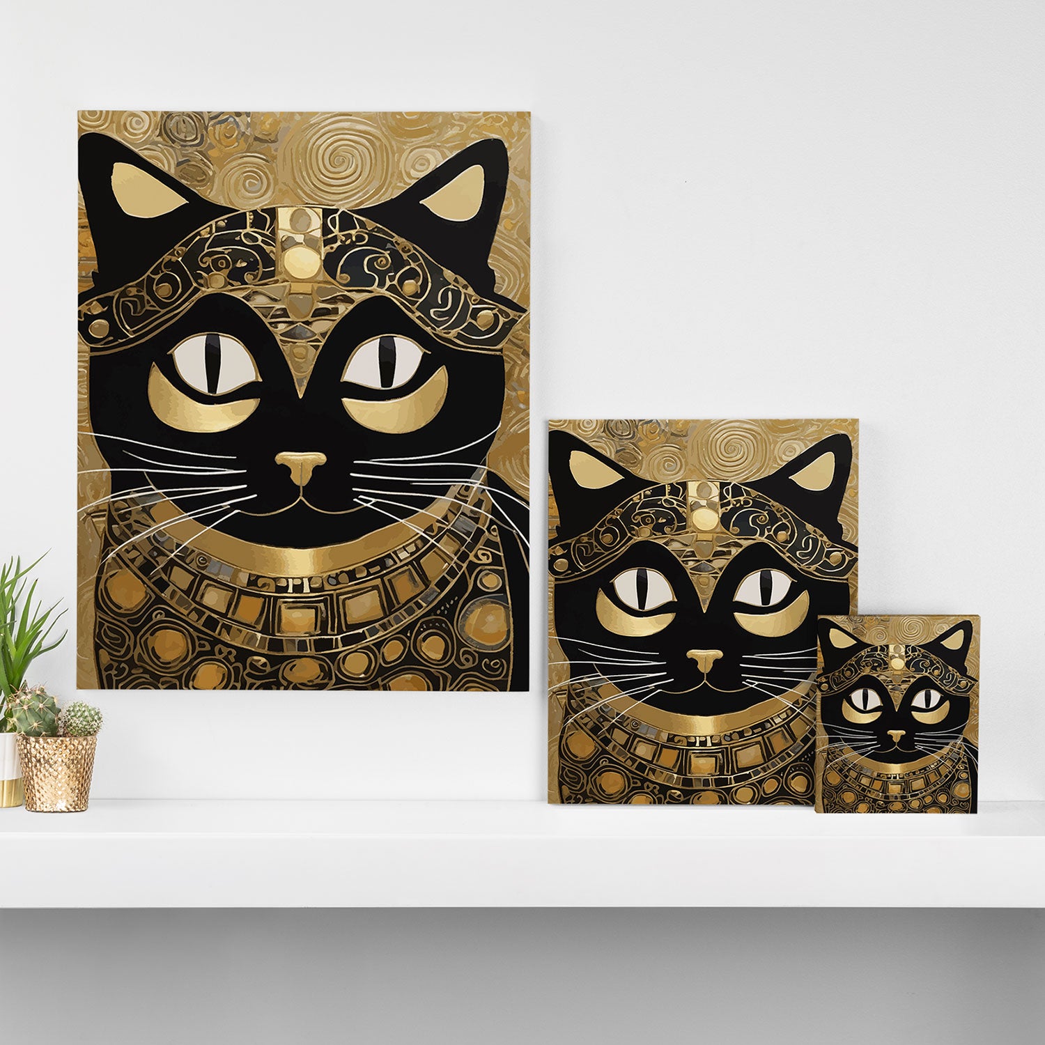 Klimt Cat in Egyptian Costume Canvas Print Gallery Image 3