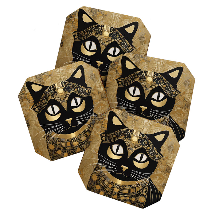 Klimt Cat in Egyptian Costume Coaster Gallery Image 1