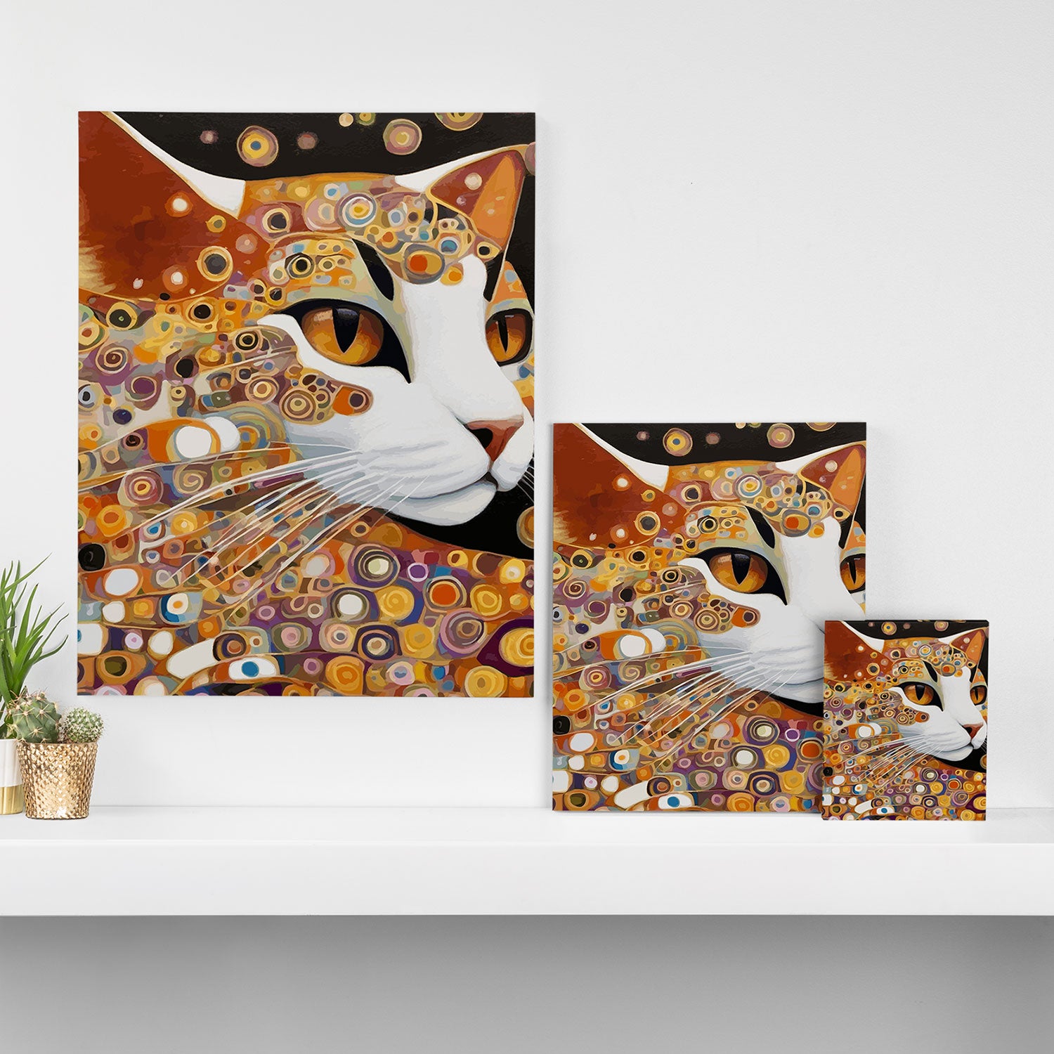 Klimt Cat with Almond Eyes Canvas Print Gallery Image 3