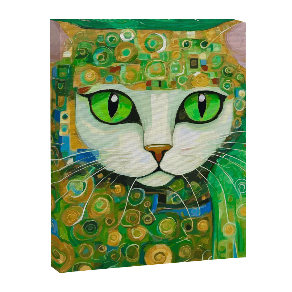 Klimt Cat with Bright Green Eyes Canvas Print Gallery Image 8