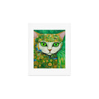 Klimt Cat with Bright Green Eyes Art Print Gallery Image 1