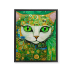 Klimt Cat with Bright Green Eyes Framed Canvas Print Gallery Image 8