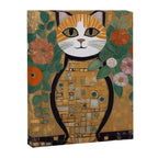 Klimt Cat with Colorful Flowers in a Geometric Vase Canvas Print Gallery Image 3