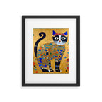 Klimt Cat with Colorful Red and Blue Flowers Framed Art Print Gallery Image 6