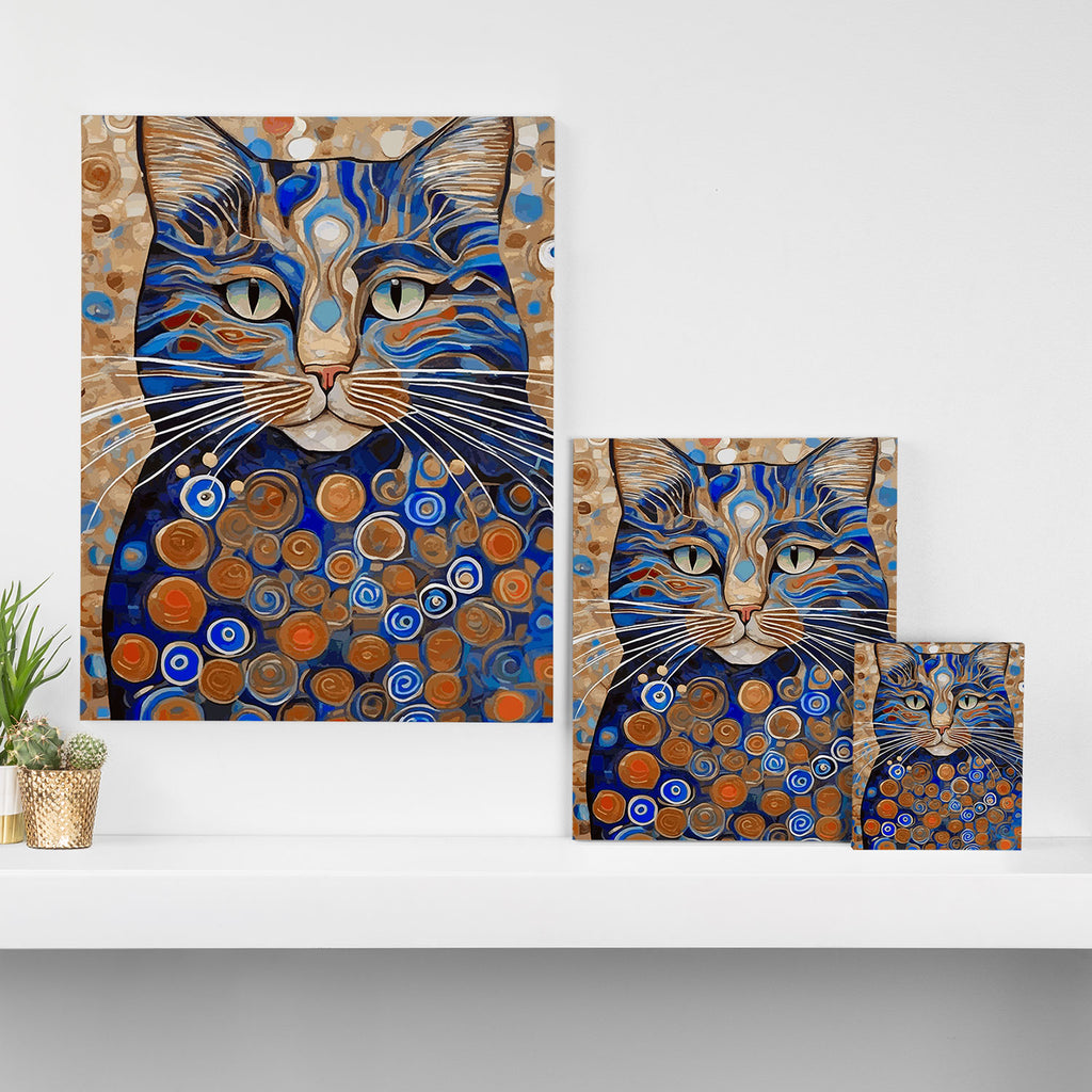 Klimt Cat with Garden Flowers Canvas Print Gallery Image 3