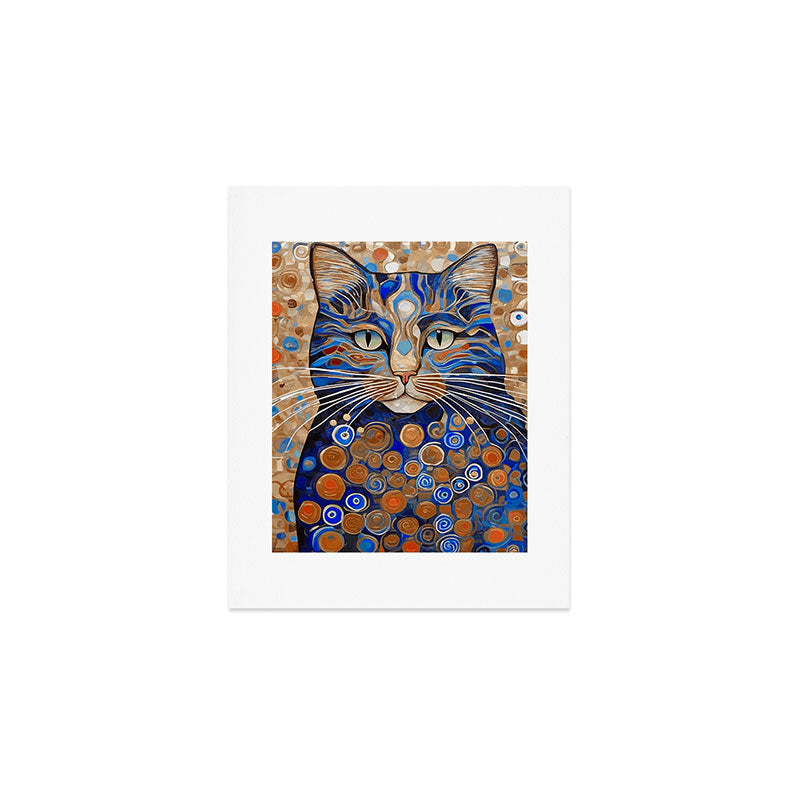 Klimt Cat with Garden Flowers Art Print Gallery Image 1