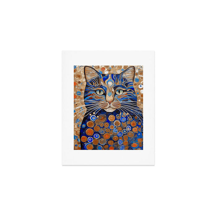 Klimt Cat with Garden Flowers Art Print Gallery Image 1
