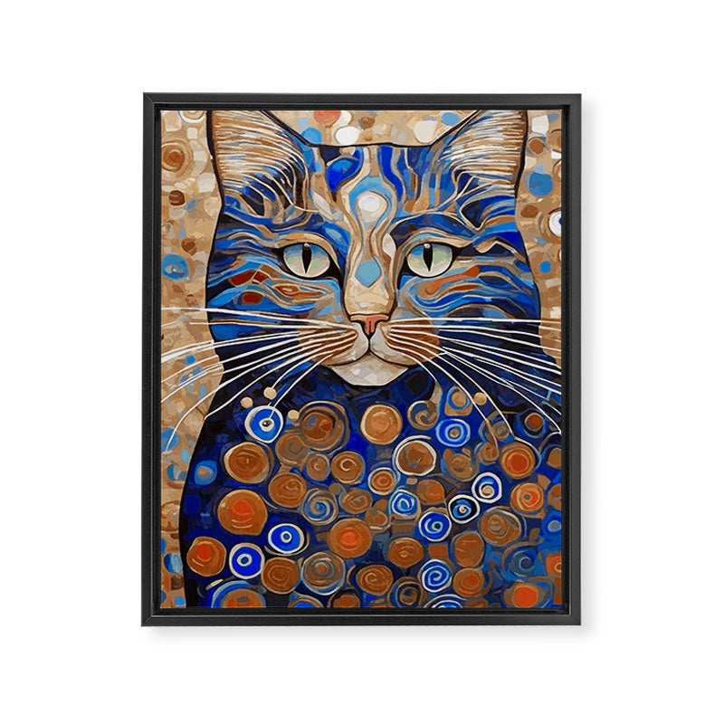 Klimt Cat with Garden Flowers Framed Canvas Print Gallery Image 3