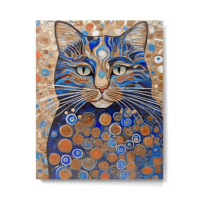 Klimt Cat with Garden Flowers Metal Print Gallery Image 1