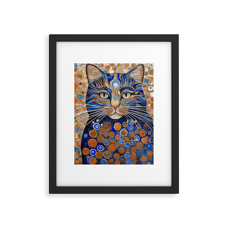Klimt Cat with Garden Flowers Framed Art Print Gallery Image 6