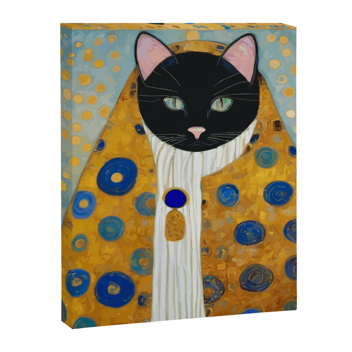 Klimt Cat with Green Eyes and Warm Shawl Canvas Print Gallery Image 1