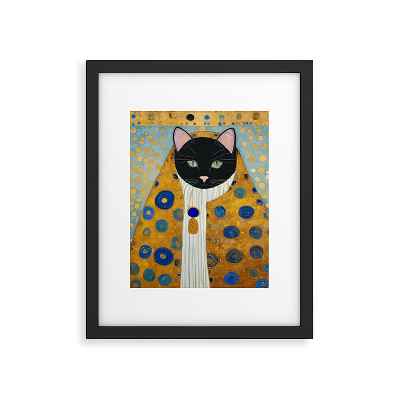 Klimt Cat with Green Eyes and Warm Shawl Framed Art Print Gallery Image 6